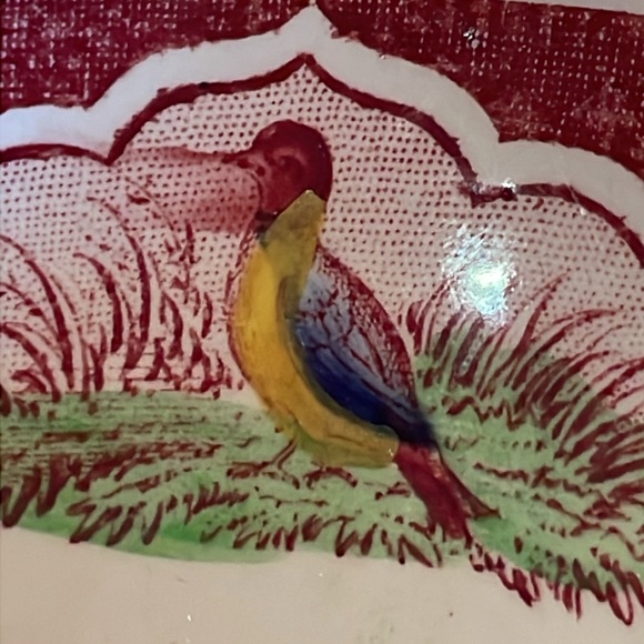 VERY PRETTY LITTLE ANTIQUE ‘PHEASANT’ BOWL - Picture 7 of 11